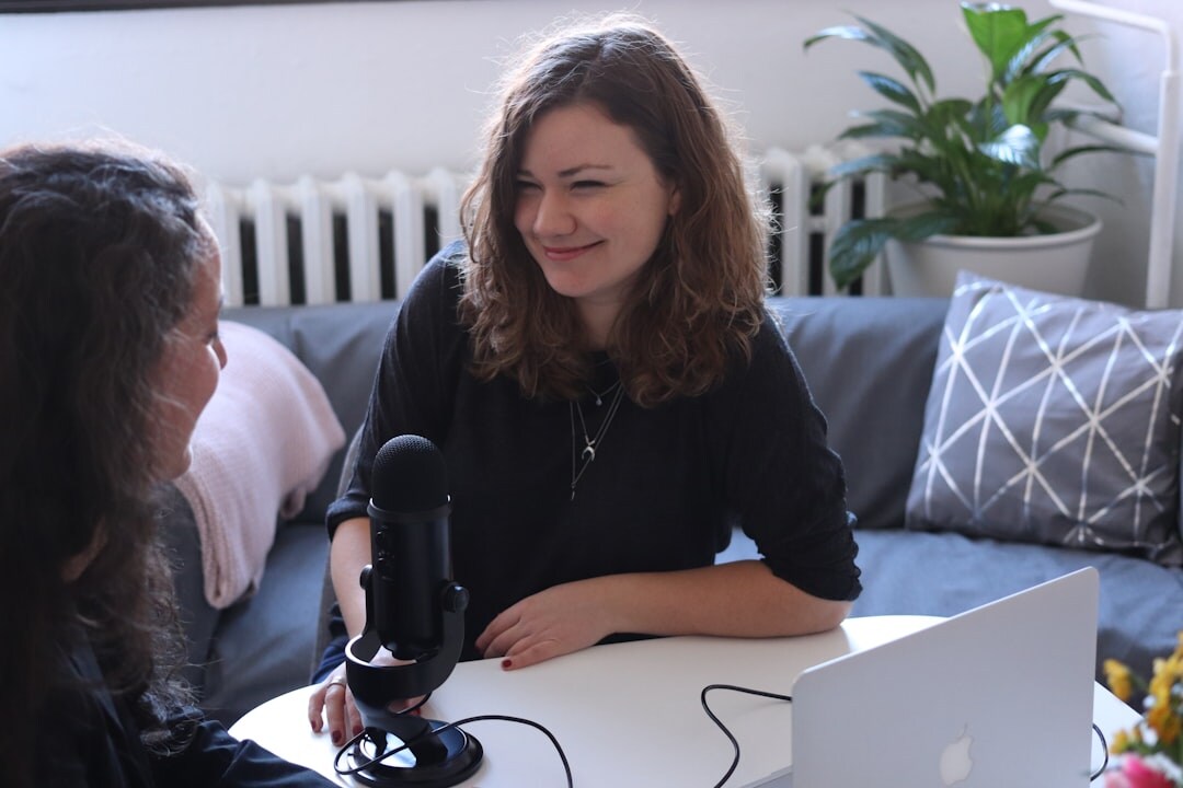 corporate team recording podcast