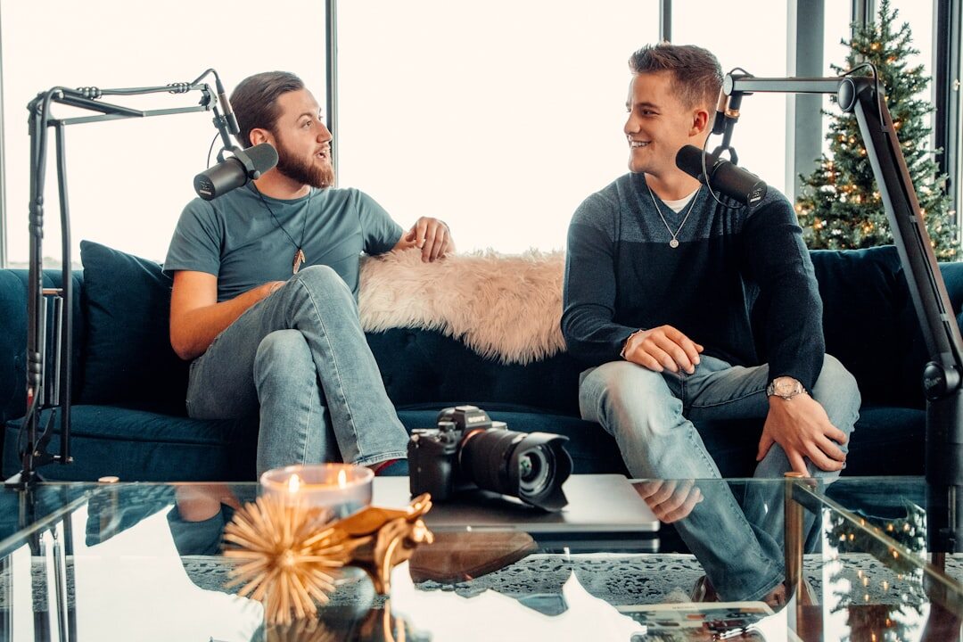 team recording corporate podcast
