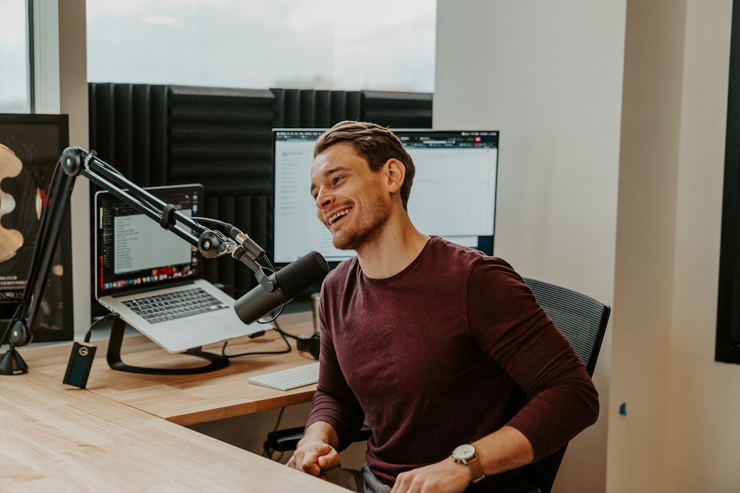 corporate team recording podcast