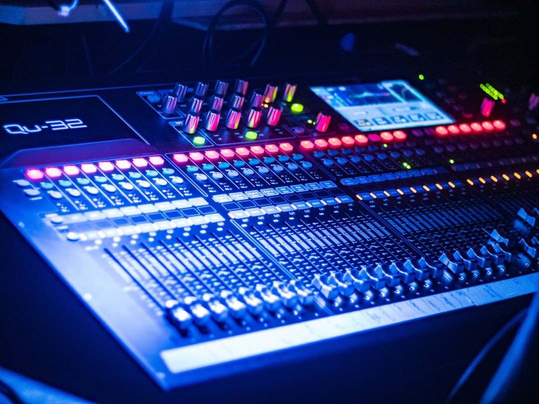 sound mixing console in studio